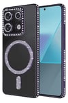 Mey İthalat®   Redmi 13C Joke Simli Magneticsafe Kılıf - Derin Mor