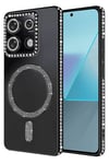Mey İthalat®   Redmi 13C Joke Simli Magneticsafe Kılıf - Siyah