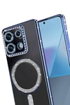 Mey İthalat®   Redmi 13C Joke Simli Magneticsafe Kılıf - Mavi