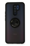 Mey İthalat®   Redmi 9 Kılıf Montreal Yüzüklü Silikon Kapak - Siyah