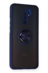 Mey İthalat®   Redmi 9 Kılıf Montreal Yüzüklü Silikon Kapak - Lacivert