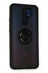 Mey İthalat®   Redmi 9 Kılıf Montreal Yüzüklü Silikon Kapak - Siyah