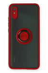 Mey İthalat®   Redmi 9A Kılıf Montreal Yüzüklü Silikon Kapak - Kırmızı