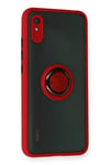 Mey İthalat®   Redmi 9A Kılıf Montreal Yüzüklü Silikon Kapak - Kırmızı