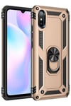 Mey İthalat®   Redmi 9A Kılıf Sofya Yüzüklü Silikon Kapak - Gold