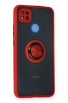 Mey İthalat®   Redmi 9C Kılıf Montreal Yüzüklü Silikon Kapak - Kırmızı