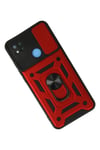 Mey İthalat®   Redmi 9C Kılıf Pars Lens Yüzüklü Silikon - Kırmızı
