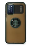 Mey İthalat®   Redmi 9T Kılıf Montreal Yüzüklü Silikon Kapak - Yeşil