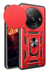 Mey İthalat®   Redmi A3 4G Kılıf Pars Lens Yüzüklü Silikon - Kırmızı