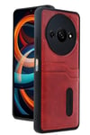 Mey İthalat®   Redmi A3 4G Kılıf Sara Kartvizitli Deri Kılıf - Kırmızı