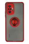 Mey İthalat®   Redmi Note 10 Pro Kılıf Montreal Yüzüklü Silikon Kapak - Kırmızı