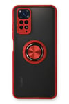 Mey İthalat®   Redmi Note 11 Kılıf Montreal Yüzüklü Silikon Kapak - Kırmızı