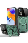 Mey İthalat®   Redmi Note 11 Pro Kılıf Joy Lens Standlı Kapak - Koyu Yeşil