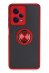 Mey İthalat®   Redmi Note 12 5G Kılıf Montreal Yüzüklü Silikon Kapak - Kırmızı