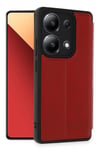 Mey İthalat®   Redmi Note 13 4G Kılıf Flip Cover - Kırmızı