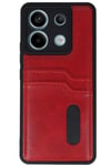 Mey İthalat®   Redmi Note 13 Pro 4G Kılıf Sara Kartvizitli Deri Kılıf - Kırmızı