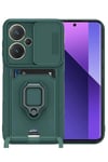 Mey İthalat®   Redmi Note 13 Pro Plus Kılıf Zuma Kartvizitli Yüzüklü Silikon - Yeşil