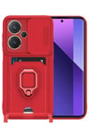 Mey İthalat®   Redmi Note 13 Pro Plus Kılıf Zuma Kartvizitli Yüzüklü Silikon - Kırmızı