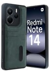 Mey İthalat®   Redmi Note 14 4G Kılıf Sara Kartvizitli Deri Kılıf - Koyu Yeşil