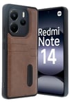 Mey İthalat®   Redmi Note 14 4G Kılıf Sara Kartvizitli Deri Kılıf - Taba