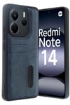 Mey İthalat®   Redmi Note 14 4G Kılıf Sara Kartvizitli Deri Kılıf - Lacivert