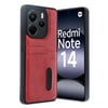 Mey İthalat®   Redmi Note 14 4G Kılıf Sara Kartvizitli Deri Kılıf - Kırmızı