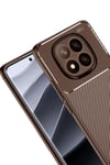 Mey İthalat®   Redmi Note 14 Pro Plus Kılıf Auto Focus Karbon Kapak - Kahverengi