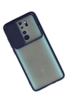 Mey İthalat®   Redmi Note 8 Pro Kılıf Palm Buzlu Kamera Sürgülü Silikon - Lacivert