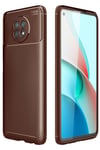 Mey İthalat®   Redmi Note 9 5G Kılıf Auto Focus Karbon Kapak - Kahverengi