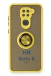 Mey İthalat®   Redmi Note 9 Kılıf Montreal Yüzüklü Silikon Kapak - Sarı