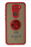 Mey İthalat®   Redmi Note 9 Kılıf Montreal Yüzüklü Silikon Kapak - Kırmızı