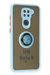 Mey İthalat®   Redmi Note 9 Kılıf Montreal Yüzüklü Silikon Kapak - Buz Mavi