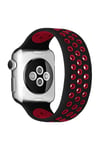 Mey İthalat®   Watch 38mm Ayarlı Delikli Silikon Kordon - Siyah-Kırmızı