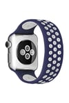 Mey İthalat®   Watch 38mm Ayarlı Delikli Silikon Kordon - Lacivert-Beyaz