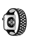 Mey İthalat®   Watch 38mm Ayarlı Delikli Silikon Kordon - Siyah-Beyaz