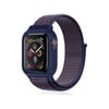 Mey İthalat®   Watch 38mm Hasırlı Cırtcırtlı Kasalı Kordon - Lacivert-Mürdüm