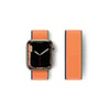 Mey İthalat®   Watch 38mm Hasırlı Cırtcırtlı Kordon - Lacivert-Turuncu