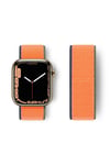 Mey İthalat®   Watch 38mm Hasırlı Cırtcırtlı Kordon - Lacivert-Turuncu
