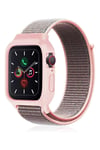 Mey İthalat®   Watch 38mm Hasırlı Cırtcırtlı Kasalı Kordon - Pembe