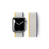 Mey İthalat®   Watch 38mm Hasırlı Cırtcırtlı Kordon - Sarı-Beyaz
