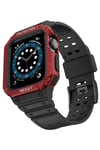 Mey İthalat®   Watch 42mm KR401 Silikon Kordon - Siyah-Kırmızı