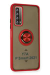 Mey İthalat®  Huawei P Smart 2021 Kılıf Montreal Yüzüklü Silikon Kapak - Kırmızı