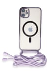 Mey İthalat®  iPhone 11 Kılıf Divo Lazer Askılı Magsafe Kapak - Lila