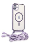 Mey İthalat®  iPhone 11 Kılıf Divo Lazer Askılı Magsafe Kapak - Lila