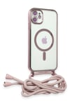 Mey İthalat®  iPhone 11 Kılıf Divo Lazer Askılı Magsafe Kapak - Pembe
