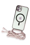 Mey İthalat®  iPhone 11 Kılıf Divo Lazer Askılı Magsafe Kapak - Pembe