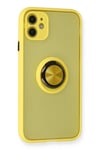 Mey İthalat®  iPhone 11 Kılıf Montreal Yüzüklü Silikon Kapak - Sarı