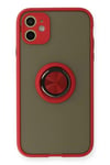 Mey İthalat®  iPhone 11 Kılıf Montreal Yüzüklü Silikon Kapak - Kırmızı