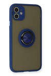 Mey İthalat®  iPhone 11 Kılıf Montreal Yüzüklü Silikon Kapak - Lacivert