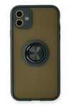 Mey İthalat®  iPhone 11 Kılıf Montreal Yüzüklü Silikon Kapak - Yeşil